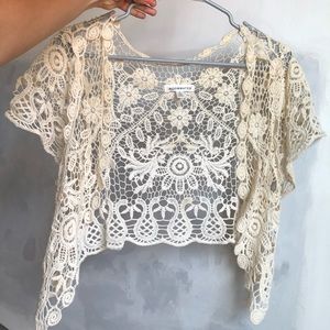 Lace short sleeve cardigan